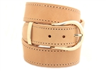 American Made Tan Leather belt horseshoe buckle set