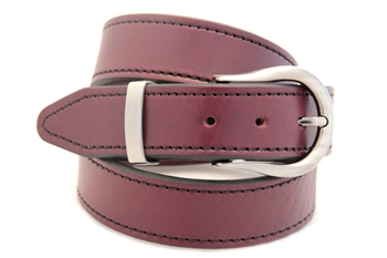 American Made Burgundy Leather belt horseshoe buckle set