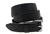 American Made Black Leather belt With Basket Weave Embossing And Stainless Steel Roller Buckle