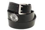 Made In USA black Bridle leather belt with Don't Tread On Me Conchos And Double Holes