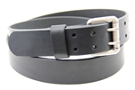 Black Bridle Double Hole Leather Belt With An Old Silver Finish Roller Buckle Hand Crafted Made In USA