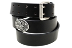 Made In USA black Bridle leather belt with The Right To Bear Arms Conchos And Double Holes