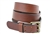 Made In USA Medium Brown Bridle Leather Belt With Double Hole And An Old Brass Finish Roller Buckle