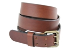 Made In USA Medium Brown Bridle Leather Belt With Double Hole And An Old Brass Finish Roller Buckle