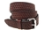 American Made Rich Brown Leather belt With Basket Weave Embossing And Stainless Steel Roller Buckle