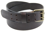 Made In USA Havana Bridle Leather Belt With Double Hole And An Old Brass Finish Roller Buckle
