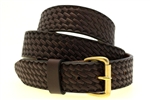 American Made Dark Brown Leather belt for men basket weave