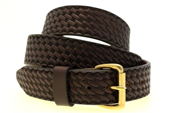 American Made Dark Brown Leather belt for men basket weave