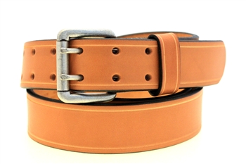 American Made Tan Leather belt for men saddle groove