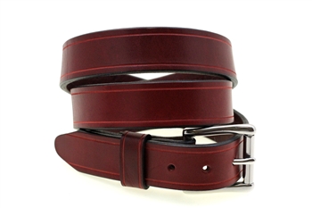 American Made Burgundy Leather belt With saddle groove