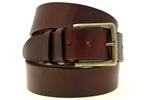 American Made chestnut Leather belt for men with double loop