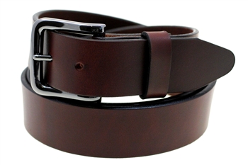 Made In USA Chestnut Oiled Latigo Leather Belt With Black Nickel Buckle