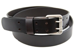Made In USA Medium Brown Oiled Latigo Double Hole Leather Belt With An Old Silver Finish Roller Buckle