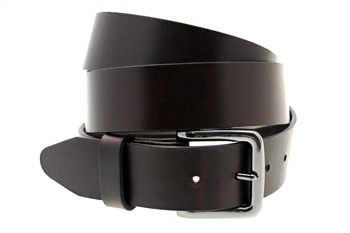 Made In USA medium brown Oiled Latigo Leather Belt With Black Nickel Buckle