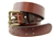 Made In USA Chestnut Show Harness Double Hole Leather Belt With An Old Brass Finish Roller Buckle