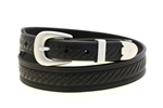 Black bridle belt Tapered Domed And Embossed