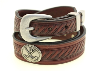 Chestnut bridle belt Tapered Domed And Embossed Golf Club Conchos