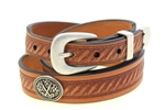 London Tan Bridle Leather belt Tapered Domed And Embossed Golf Ball Conchos