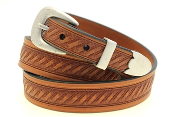 London tan bridle belt Tapered Domed And Embossed