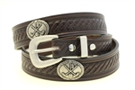 Dark Brown English bridle belt Tapered Domed And Embossed Golf Club Conchos