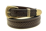 Dark Brown English bridle belt Tapered Domed And Embossed