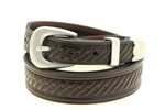 Dark Brown English bridle belt Tapered Domed And Embossed