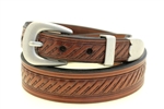 Medium Brown English bridle belt Tapered Domed And Embossed