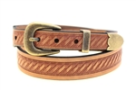 Natural Tan Harness belt Tapered Domed And Embossed