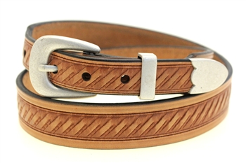 Natural Tan Harness belt Tapered Domed And Embossed