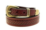 Burgundy Latigo belt Tapered Domed And Embossed