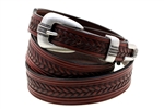 Chestnut Bridle Men's Leather Belt tapered 35mm to 25mm embossed