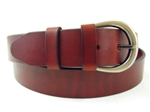 American made burgundy leather belt