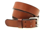Q-Tan Bridle Double Hole Leather Belt With An Old Silver Finish Roller Buckle Hand Crafted Made In USA