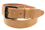 Made in USA Tan Harness Leather Belt Raw Burnished Edge Wide Loop