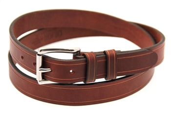 Made in America 32mm Rich Brown Bridle Leather Belt With Saddle Groove