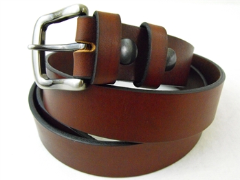 Made in America 1 1/4 32mm rich brown Bridle leather belt with brushed gun metal buckle