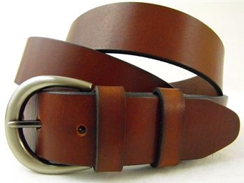 American made 1 3/8 35mm rich brown bridle leather belt with brushed gun metal buckle