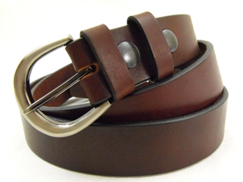 American made 35mm sunset brown Harness leather belt with brushed gun metal buckle
