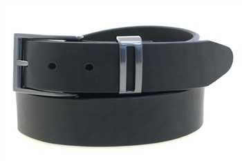Men's 1 3/8" Dress Belt Black Latigo Leather Square Buckle And Loop Set With Satin Black Finish American Made