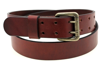 1 1/2 Chestnut Bridle Leather Belt Double Hole Made in America