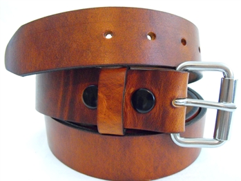 Made In USA 1 1/2" Hot Dipped Tan Harness Leather Belt Rustic Men Or Women