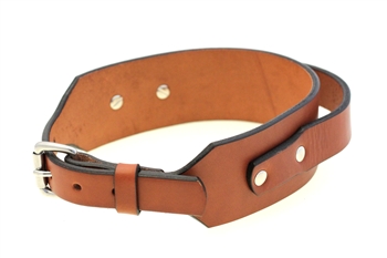 Orion Leather 2 1/4" Tapered Agitation Training Dog Collar With Handle Chestnut English Bridle Leather Water Resistant Made In USA